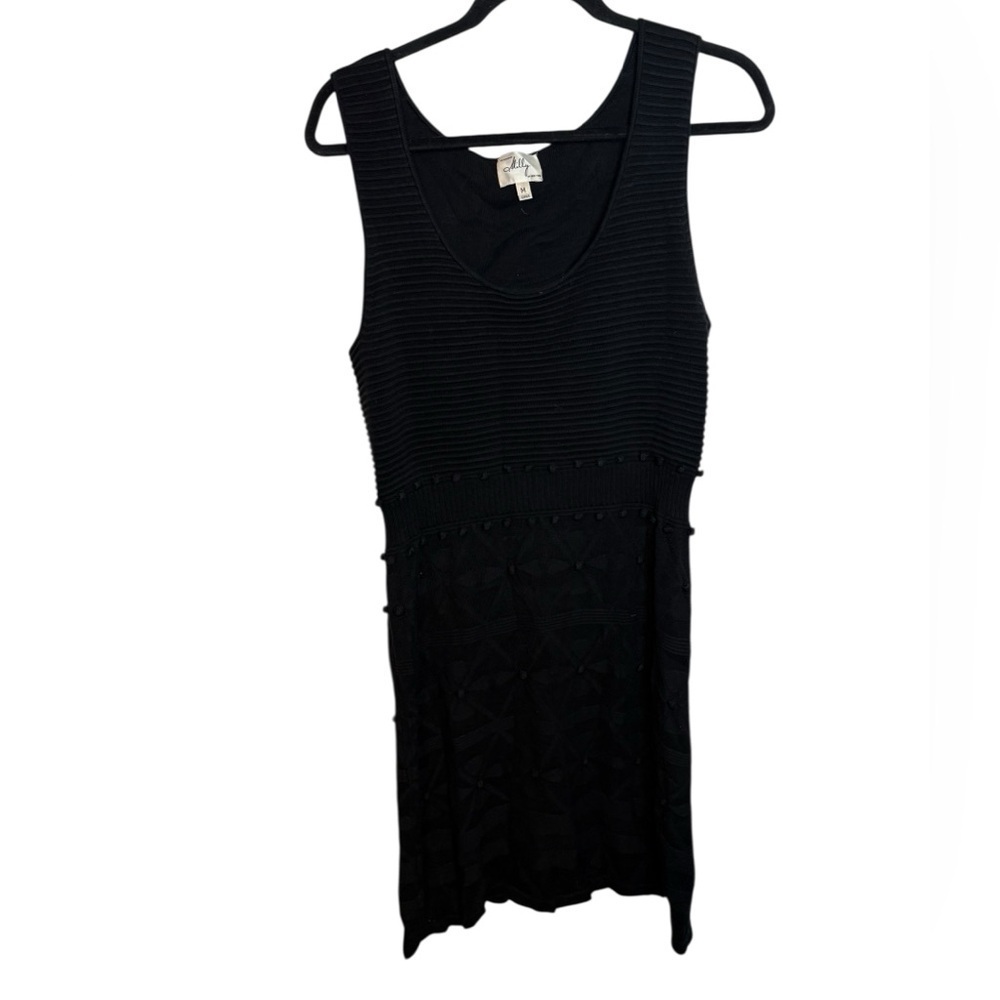 Milly of New York Black Cotton Knit Pom Pom Dress